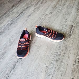 Skechers Memory Foam slip on sneakers size 8 blue coral breathable comfort shoe